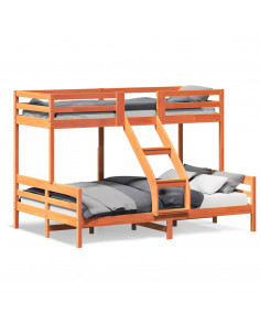 Letto a Castello 90x200/140x200 cm Marrone Cera Massello Pino 2