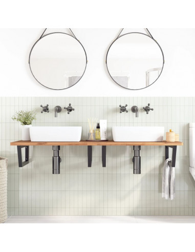 Reggimensole per Lavabo 2 pz Nere Trapezio in Acciaio