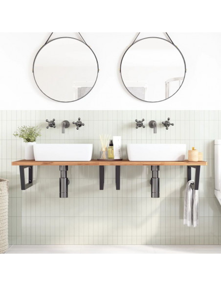 Reggimensole per Lavabo 2 pz Nere Trapezio in Acciaio
