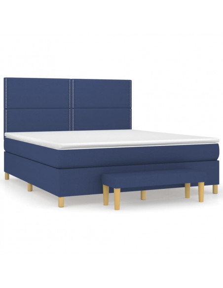 Giroletto a Molle con Materasso Blu 160x200 cm in Tessuto