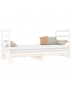 Dormeuse Estraibile Bianca 2x(90x190) cm Legno Massello di Pino 2