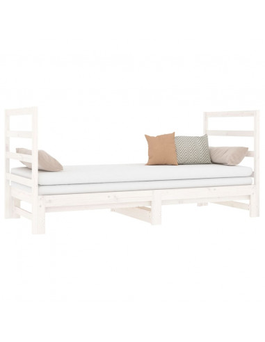 Dormeuse Estraibile Bianca 2x(90x190) cm Legno Massello di Pino