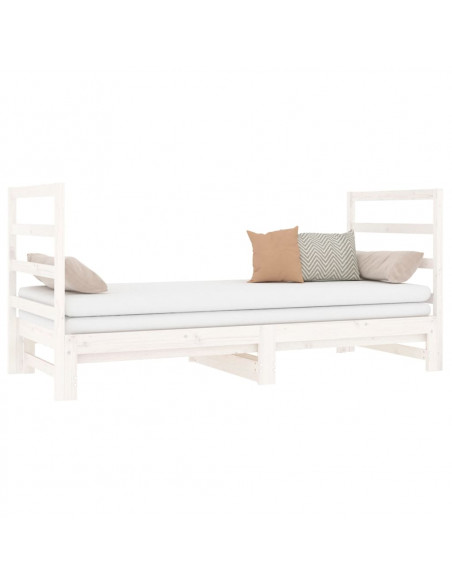 Dormeuse Estraibile Bianca 2x(90x190) cm Legno Massello di Pino