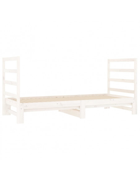Dormeuse Estraibile Bianca 2x(90x190) cm Legno Massello di Pino