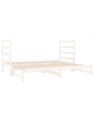 Dormeuse Estraibile Bianca 2x(90x190) cm Legno Massello di Pino