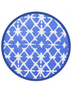 Tappeto da Esterno Blu e Bianco Ø160 cm in PP 2