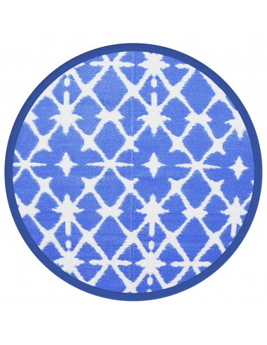 Tappeto da Esterno Blu e Bianco Ø160 cm in PP