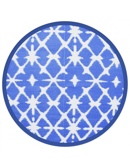 Tappeto da Esterno Blu e Bianco Ø160 cm in PP