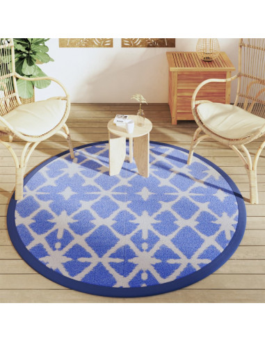 Tappeto da Esterno Blu e Bianco Ø160 cm in PP