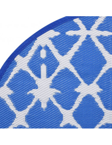 Tappeto da Esterno Blu e Bianco Ø160 cm in PP