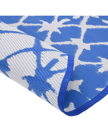 Tappeto da Esterno Blu e Bianco Ø160 cm in PP