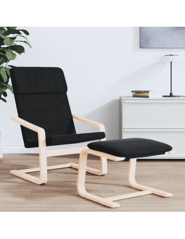 Poggiapiedi Nero 51x41x40 cm in Tessuto