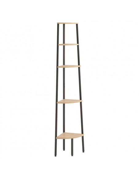 Scaffale Angolare 5 Livelli Marrone Chiaro Nero 45,5x31,5x180cm
