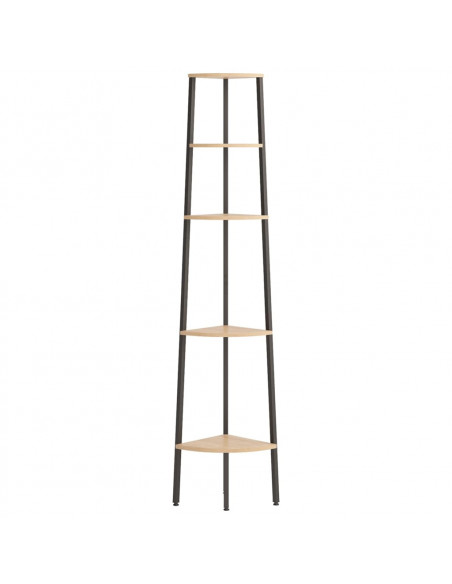 Scaffale Angolare 5 Livelli Marrone Chiaro Nero 45,5x31,5x180cm