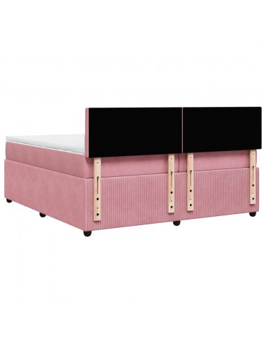 Giroletto a Molle con Materasso Rosa 200x200 cm in Velluto