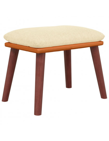 Poggiapiedi Crema 45x29,5x35 cm in Tessuto e Similpelle