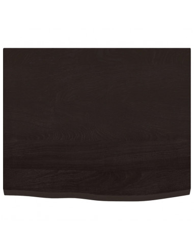 Piano Bagno Marrone Scuro 60x50x(2-6)cm Legno Massello Trattato