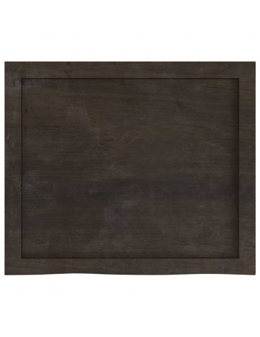 Piano Bagno Marrone Scuro 60x50x(2-6)cm Legno Massello Trattato