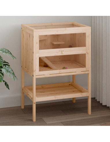 Gabbia per Criceti 55x40x80 cm in Legno Massello di Abete