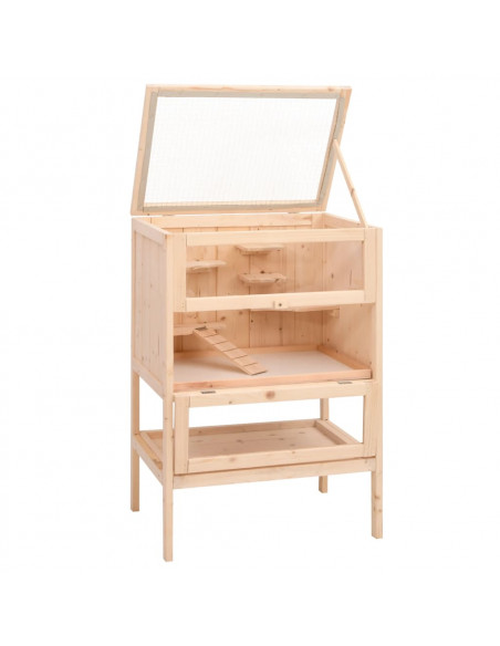 Gabbia per Criceti 55x40x80 cm in Legno Massello di Abete