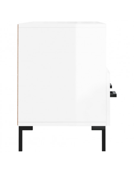 Mobile Porta TV Bianco Lucido 102x36x50 cm in Legno Multistrato