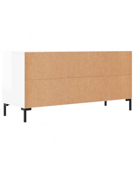 Mobile Porta TV Bianco Lucido 102x36x50 cm in Legno Multistrato