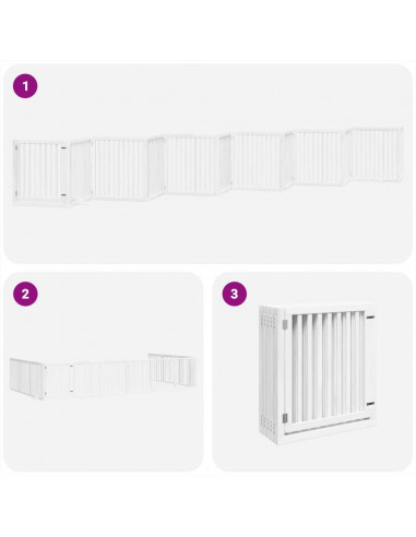 Cancello Cani Porta Pieghevole Bianco 12 Pannelli 960 cm Pioppo