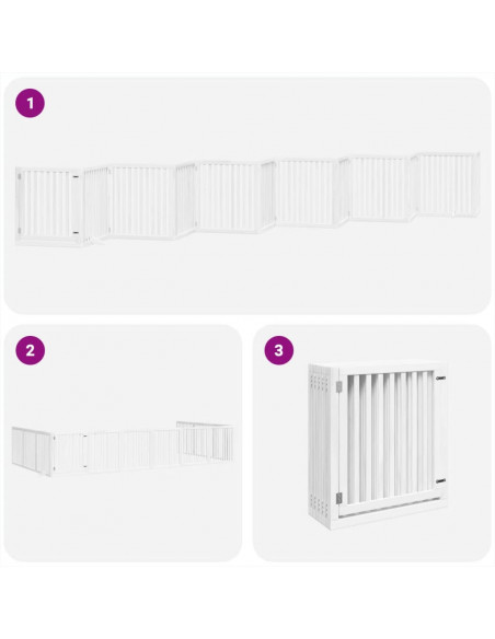 Cancello Cani Porta Pieghevole Bianco 12 Pannelli 960 cm Pioppo