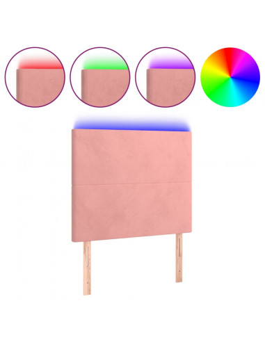 Testiera a LED Rosa 90x5x118/128 cm in Velluto