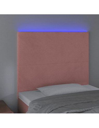 Testiera a LED Rosa 90x5x118/128 cm in Velluto