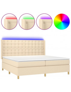 Letto a Molle Materasso e LED bianco 200x200cm in Tessuto 2