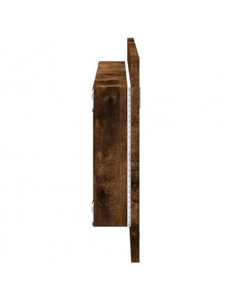 Specchio Bagno LED Rovere Fumo 100x8,5x37cm Legno Multistrato