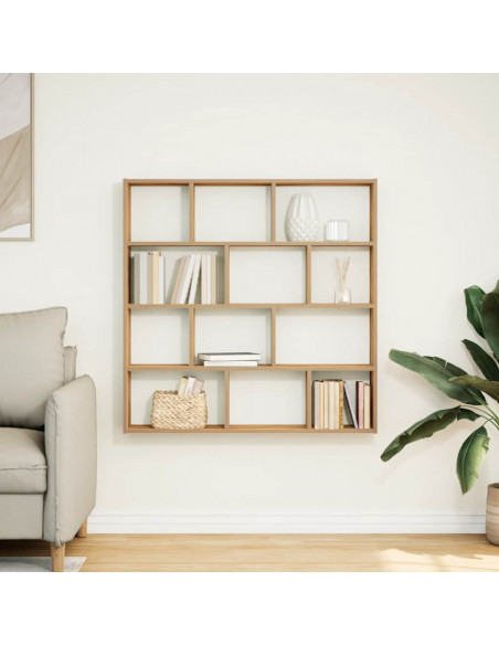 Mensola a Muro Cubo 12 Scomparti Truciolato Rovere Artigianale