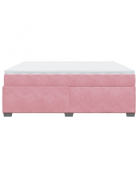 Giroletto a Molle con Materasso Rosa 200x200 cm in Velluto