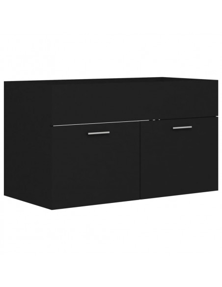 Mobile Sottolavabo Nero 80x38,5x46 cm in Legno Multistrato