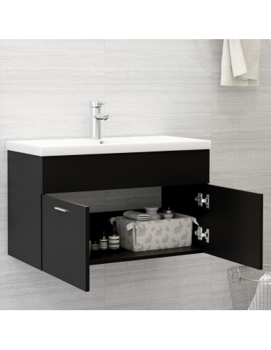 Mobile Sottolavabo Nero 80x38,5x46 cm in Legno Multistrato