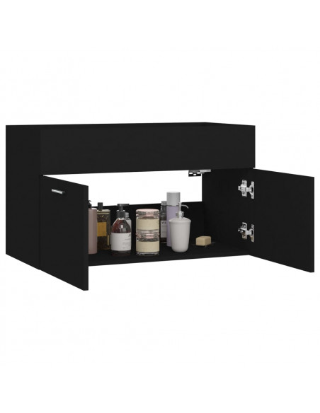 Mobile Sottolavabo Nero 80x38,5x46 cm in Legno Multistrato
