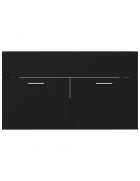 Mobile Sottolavabo Nero 80x38,5x46 cm in Legno Multistrato
