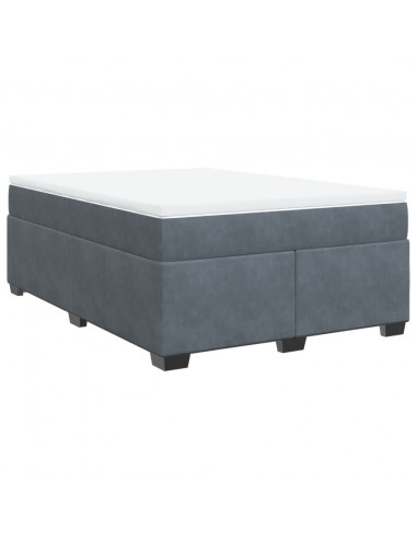 Giroletto a Molle con Materasso Grigio Scuro 140x200 cm Velluto