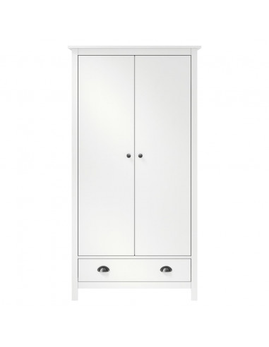 Armadio a 2 Ante Hill Bianco 89x50x170cm in Legno di Pino