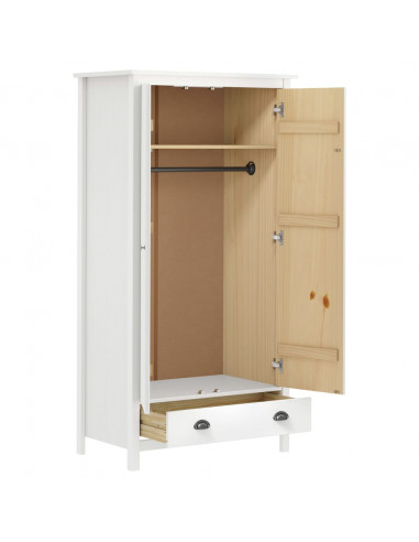 Armadio a 2 Ante Hill Bianco 89x50x170cm in Legno di Pino