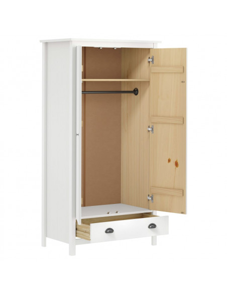 Armadio a 2 Ante Hill Bianco 89x50x170cm in Legno di Pino