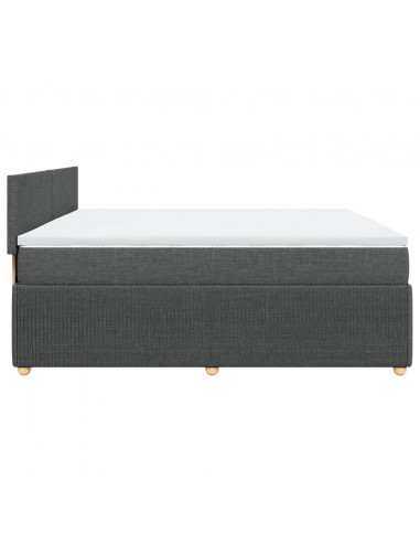 Giroletto a Molle con Materasso Grigio Scuro 200x200 cm Tessuto