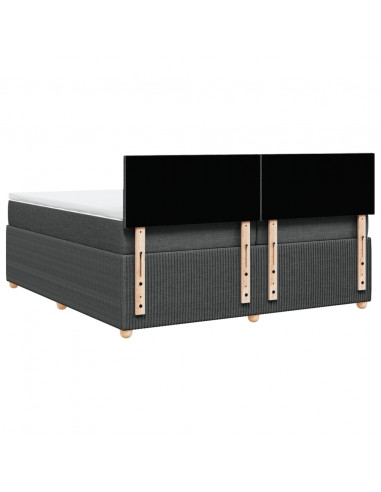 Giroletto a Molle con Materasso Grigio Scuro 200x200 cm Tessuto