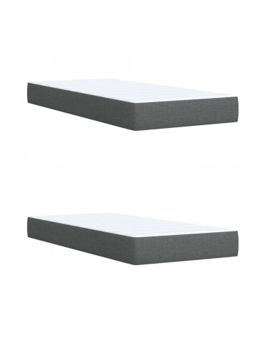 Giroletto a Molle con Materasso Grigio Scuro 200x200 cm Tessuto