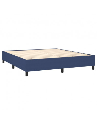 Letto a Molle con Materasso e LED Blu 160x200 cm in Tessuto