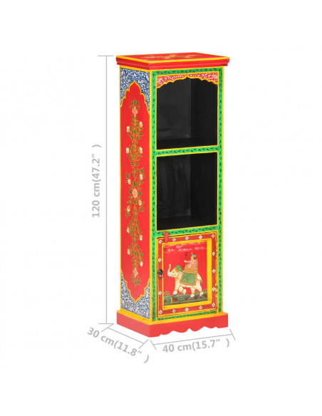 Credenza Alta Dipinta a Mano 40x30x120 cm in Massello di Mango