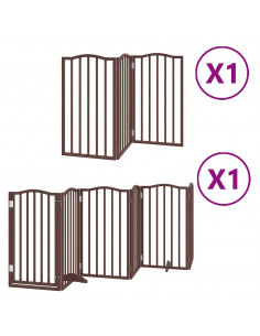 Cancello Cani Porta Pieghevole Marrone 9 Pannelli 450cm Pioppo 2