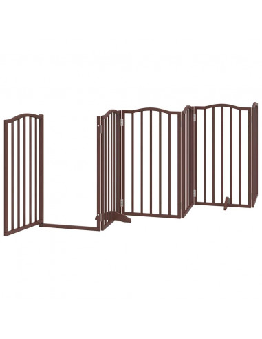 Cancello Cani Porta Pieghevole Marrone 9 Pannelli 450cm Pioppo
