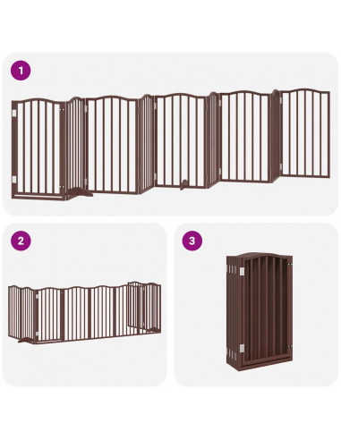 Cancello Cani Porta Pieghevole Marrone 9 Pannelli 450cm Pioppo